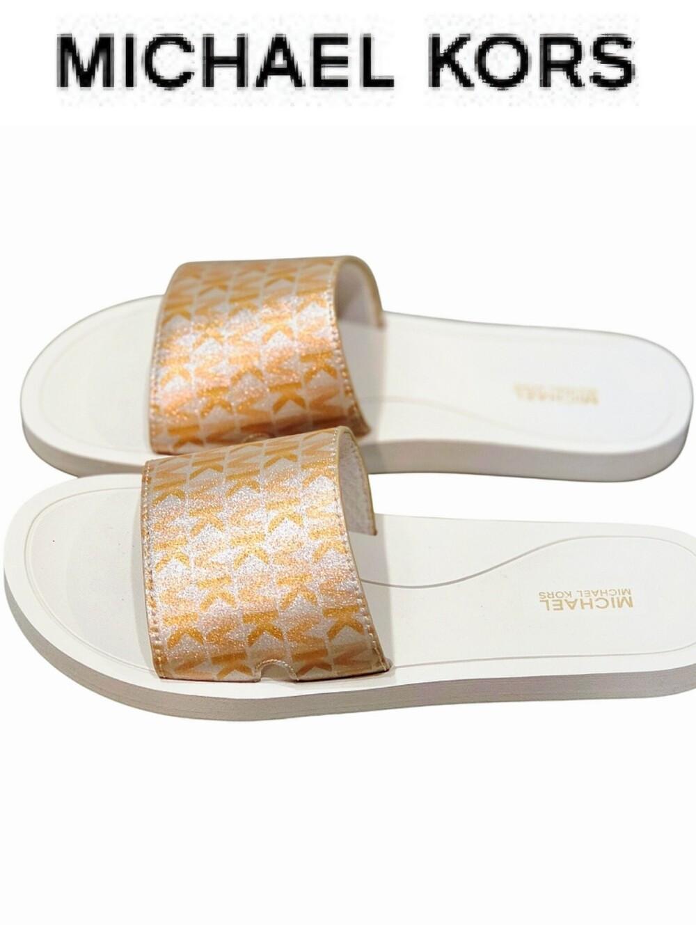 Michael Kors Palmer Monogram Signature MK Logo Slide Sandals
